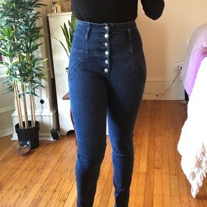Super high waist button up jeans